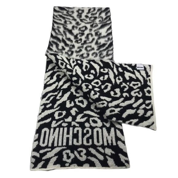 Moschino leopard print mohair/wool blend scarf - Picture 3 of 8